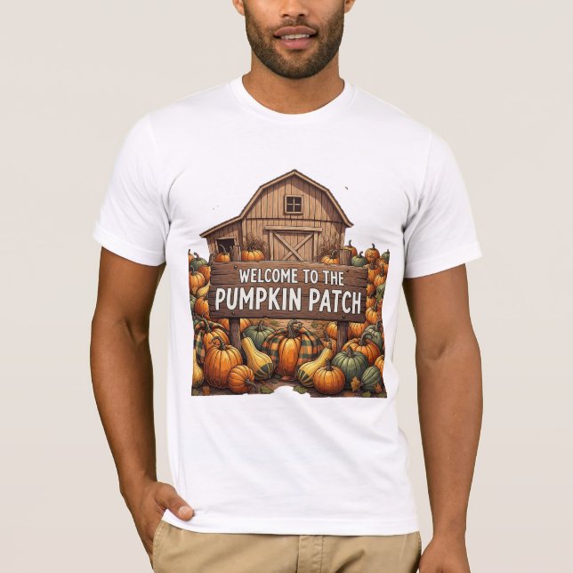 Välkommen till Pumpkin Patch Rustic Fall Illustrat T Shirt (Framsida)