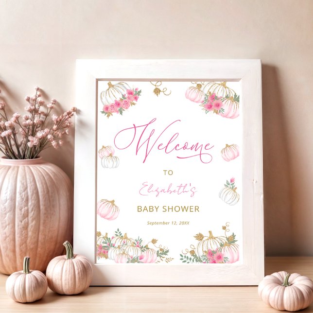 Välkommen till Pumpkin Rosa Blommigt Cute Poster (Skapare uppladdad)
