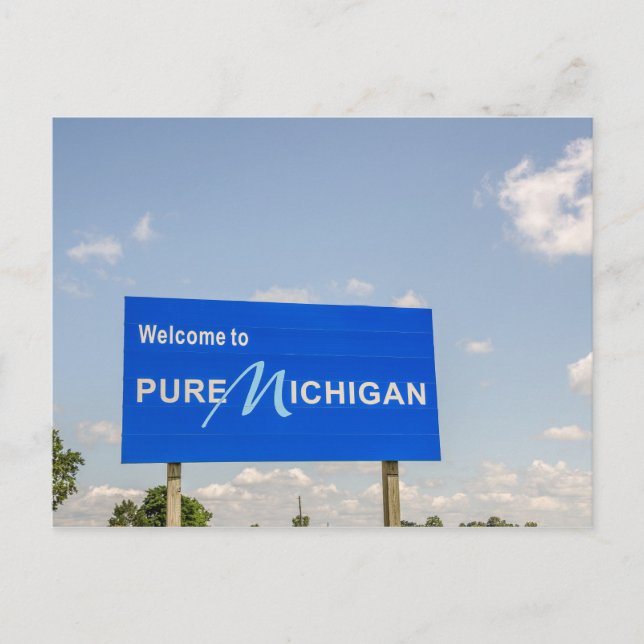 Välkommen till Pure Michigan Blue Sign Vykort (Framsida)
