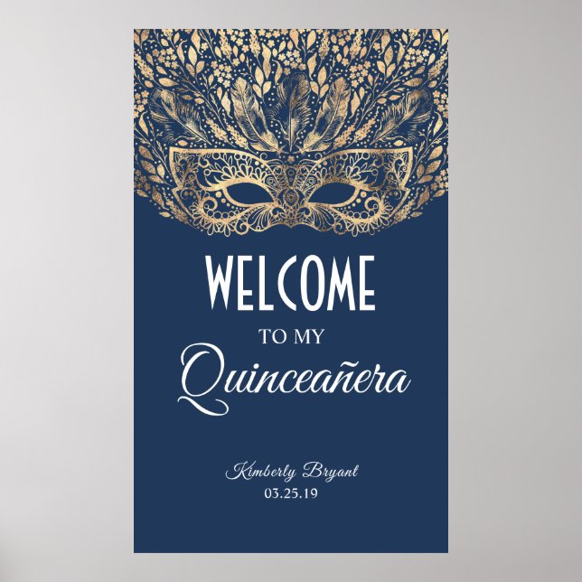Välkommen till Quinceañera Guld Mask Poster (Framsidan)