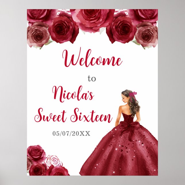 Välkommen till Red Dress Sweet sixteen Princess Poster (Framsidan)