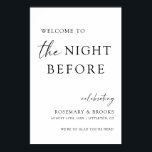 Välkommen till repetitionens middag kvällen före b poster<br><div class="desc">Det här tecknet är det perfekta sättet att välkomna familj och vänner till repetitionens middag kvällen före den stora dagen!</div>