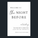 Välkommen till repetitionens middag kvällen före b poster<br><div class="desc">Det här tecknet är det perfekta sättet att välkomna familj och vänner till repetitionens middag kvällen före den stora dagen!</div>