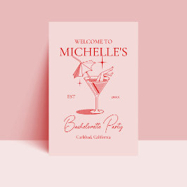 Välkommen till Retro Cocktail Bachelorette Party Poster
