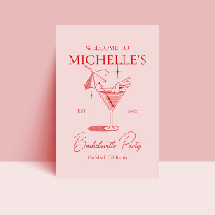 Välkommen till Retro Cocktail Bachelorette Party Poster