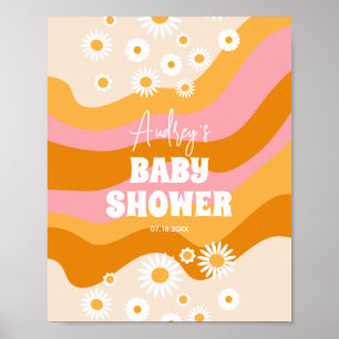 Välkommen till Retro Groovy Daisy Baby Shower Poster
