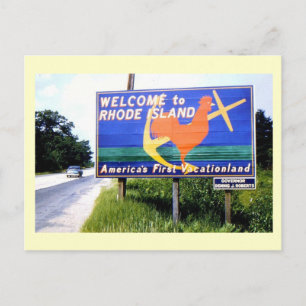 Välkommen till Rhode island, Road Sign 1956 Vintag Vykort