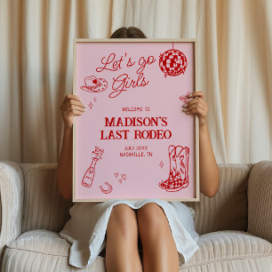 Välkommen till Rodeo Disco Cowgirl Bachelorette Poster