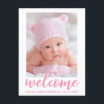 Välkommen till Rosa av meddelande om Nyfödd bebis<br><div class="desc">Välkommen till Rosa-vykort för  av meddelande om Nyfödd bebis</div>