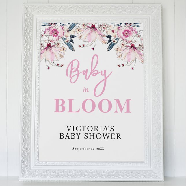 Välkommen till rosa Blommigt Baby Shower Poster (Skapare uppladdad)