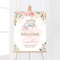 Välkommen till rosa Blommigt Elephant Baby Shower