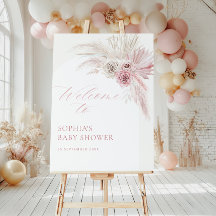 Välkommen till Rosa Boho Arch Girl Baby Shower Väl