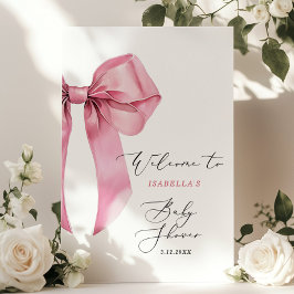 Välkommen till rosa Bow Baby Shower Poster