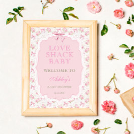Välkommen till rosa Bow Kärlek Shack Baby Shower Poster
