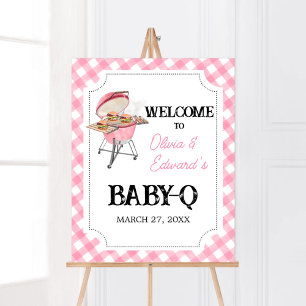 Välkommen till rosa Burger BBQ Baby Shower Poster