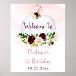Välkommen till Rosa Burgundy Birthday Poster