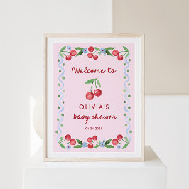 Välkommen till rosa Cherries Whimsical Retro Baby  Poster