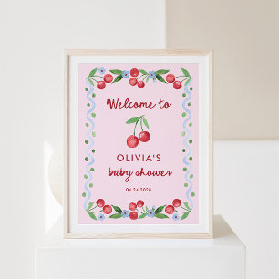 Välkommen till rosa Cherries Whimsical Retro Baby  Poster