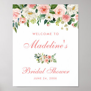Välkommen till Rosa för möhippa  Blommigt Poster