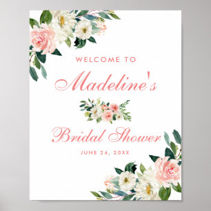 Välkommen till Rosa för möhippa Blommigt Poster