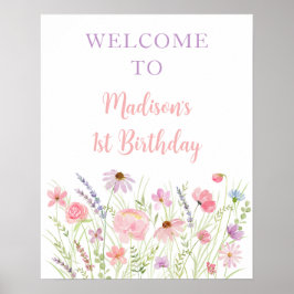 Välkommen till rosa Pastel Wildbloms Meadow Baby S Poster