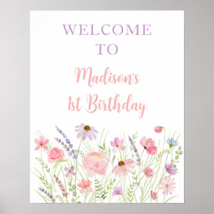 Välkommen till rosa Pastel Wildbloms Meadow Baby S Poster