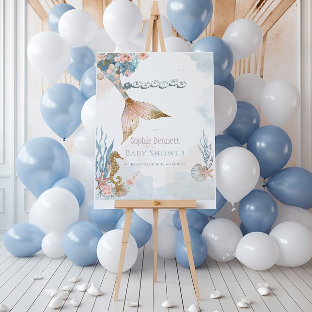Välkommen till  Rosa Sjöjungfru Svan Baby Shower V Poster (Skapare uppladdad)