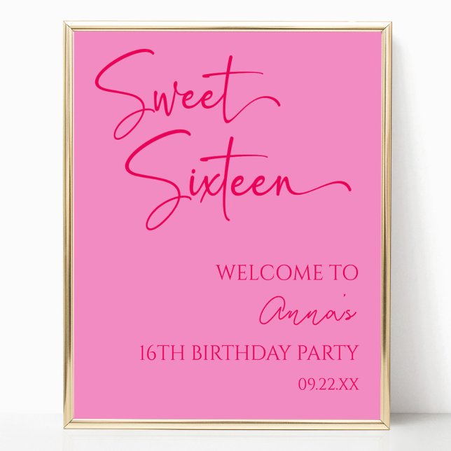 Välkommen till rosa Sweet sixteen 16:e Födelsedags Poster (Skapare uppladdad)