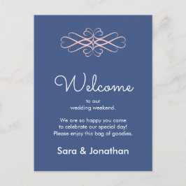 Välkommen till Rosan och Mörk blått i Bröllop Vykort