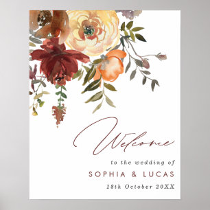Välkommen till Rust & Orange Blommigt Fall Wedling Poster