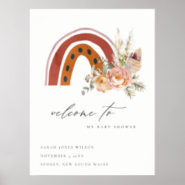 Välkommen till Rust Orange Boho Flora Rainbow Baby Poster