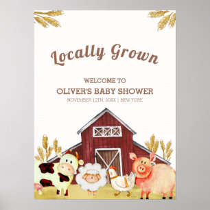Välkommen till Rustic Barnyard Boskap Baby Shower Poster