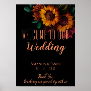 Välkommen till Rustic Burnt Orange Blommigt Bröllo Poster