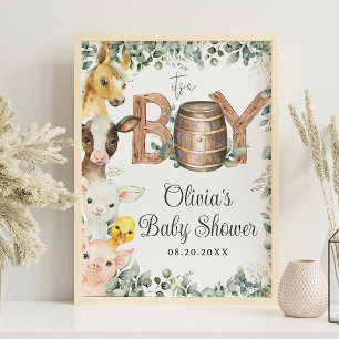 Välkommen till Rustic Greenery Boskap Baby Shower Poster