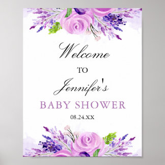 Välkommen till Rustic Lavender Lila Baby Shower Poster