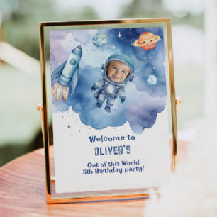 Välkommen till rymden Astronaut-födelsedagsfoto Poster