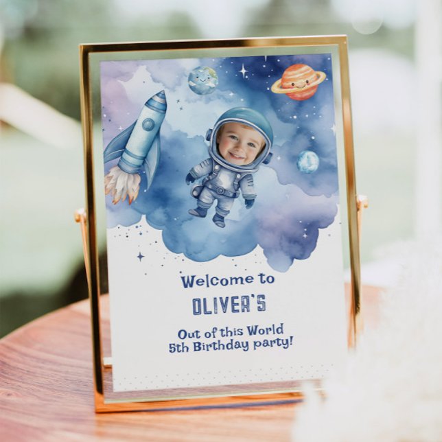 Välkommen till rymden Astronaut-födelsedagsfoto Poster (Skapare uppladdad)