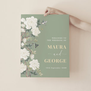 Välkommen till Sage Grönt Chinoiserie Blommigt Brö Poster