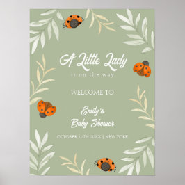 Välkommen till Sage Grönt Ladybug Greenery Baby Sh Poster