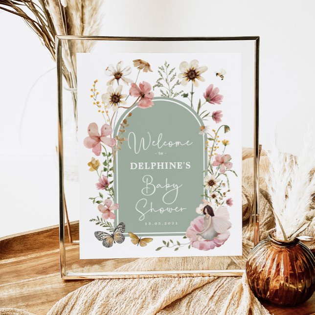 Välkommen till Sage Rosa Wildblomma Fairy Baby Sho Poster (Skapare uppladdad)
