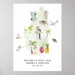 Välkommen till Saint Lucia Destination Wedding Poster