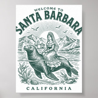Välkommen till Santa Barbara Kalifornien Kust Poster