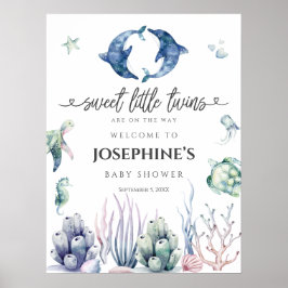 Välkommen till Sea Life Twillingars Baby Shower Poster