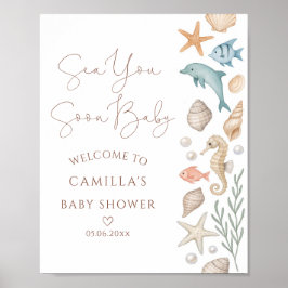 Välkommen till Sea You Soon Coastal Baby Shower Ba Poster