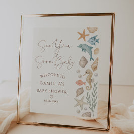 Välkommen till Sea You Soon Coastal Baby Shower Ba Poster