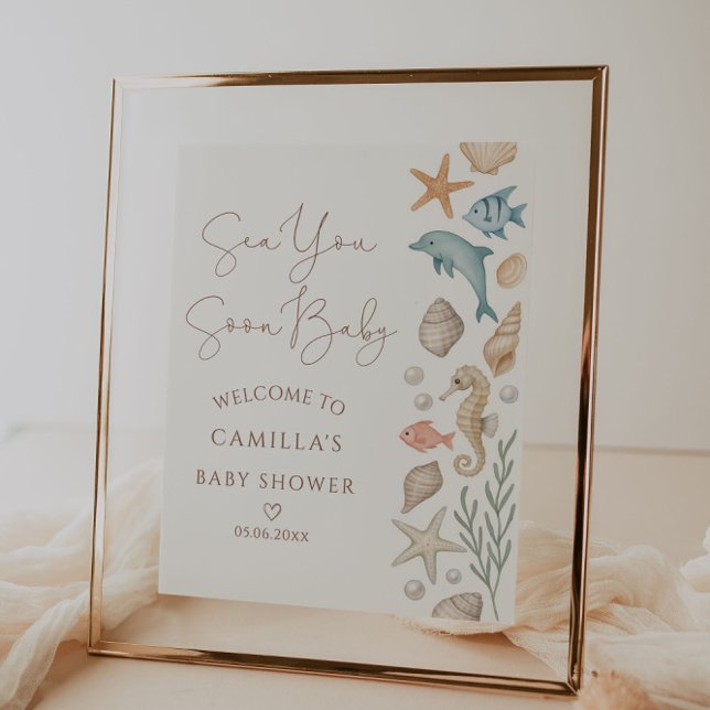 Välkommen till Sea You Soon Coastal Baby Shower Ba Poster (Skapare uppladdad)