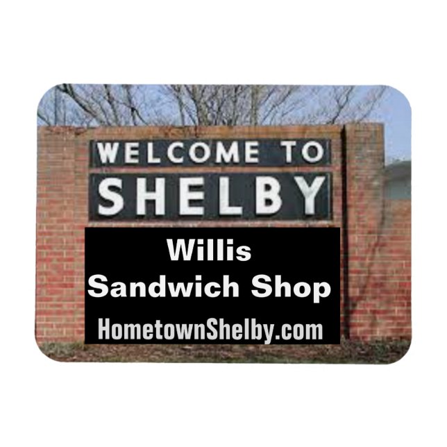 VÄLKOMMEN TILL SHELBY Willis Sandwich Shop Flexibl Magnet (Horisontell)