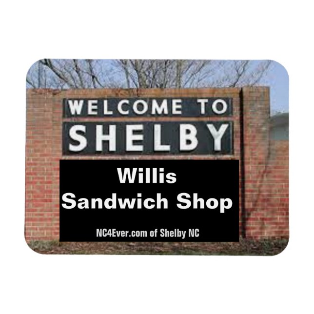 VÄLKOMMEN TILL SHELBY Willis Sandwich Shop Flexibl Magnet (Horisontell)