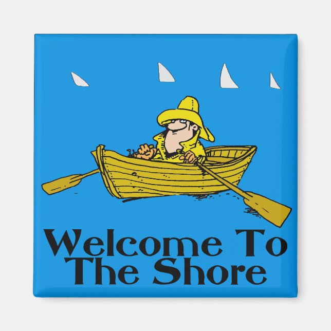 Välkommen till Shore, Rowboat & Sharks Magnet (Framsidan)
