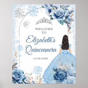 Välkommen till Silver Blue Winter Snowflake Mis Qu Poster